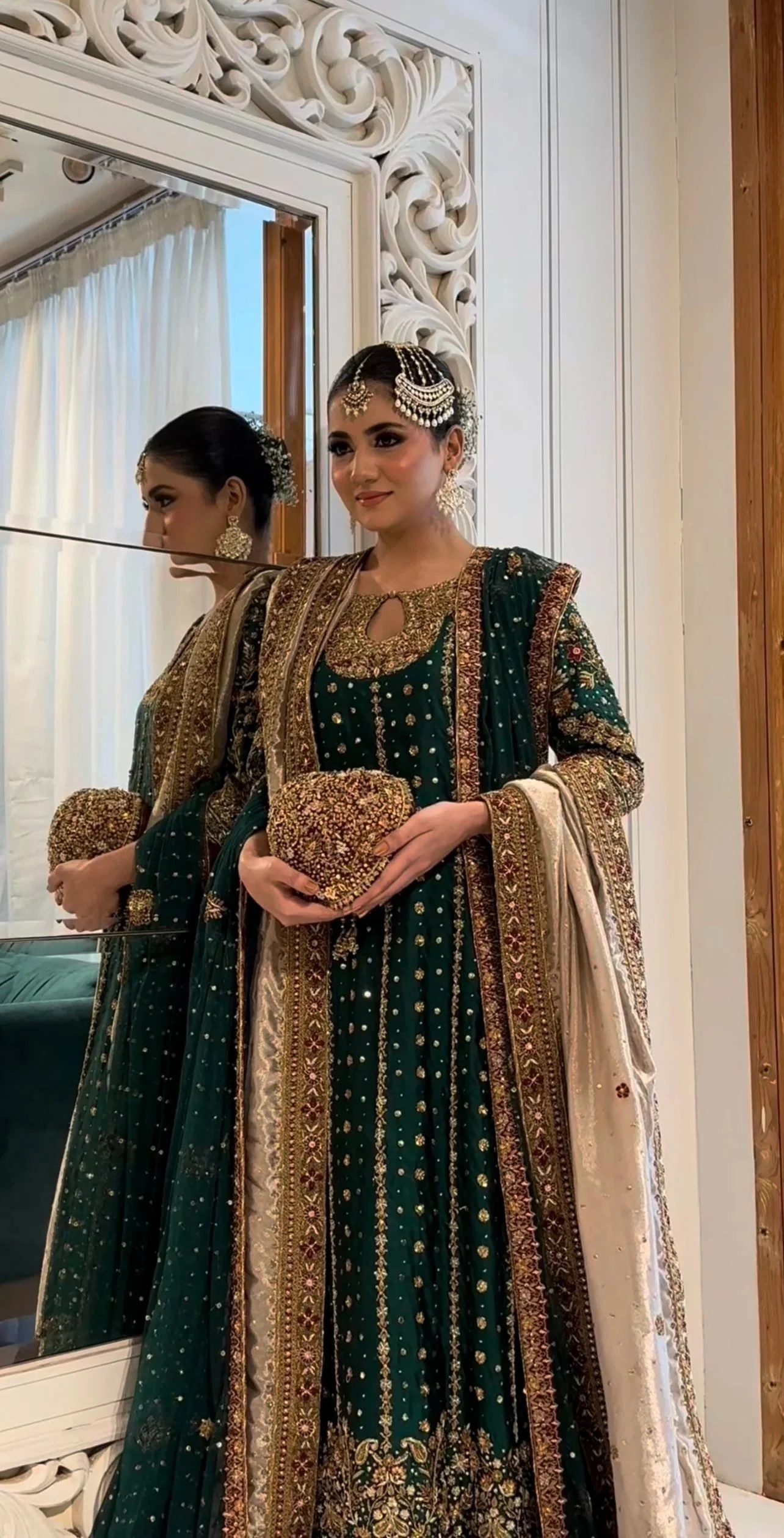Mehru pakistani fashion outfit with coordinated formal styling.