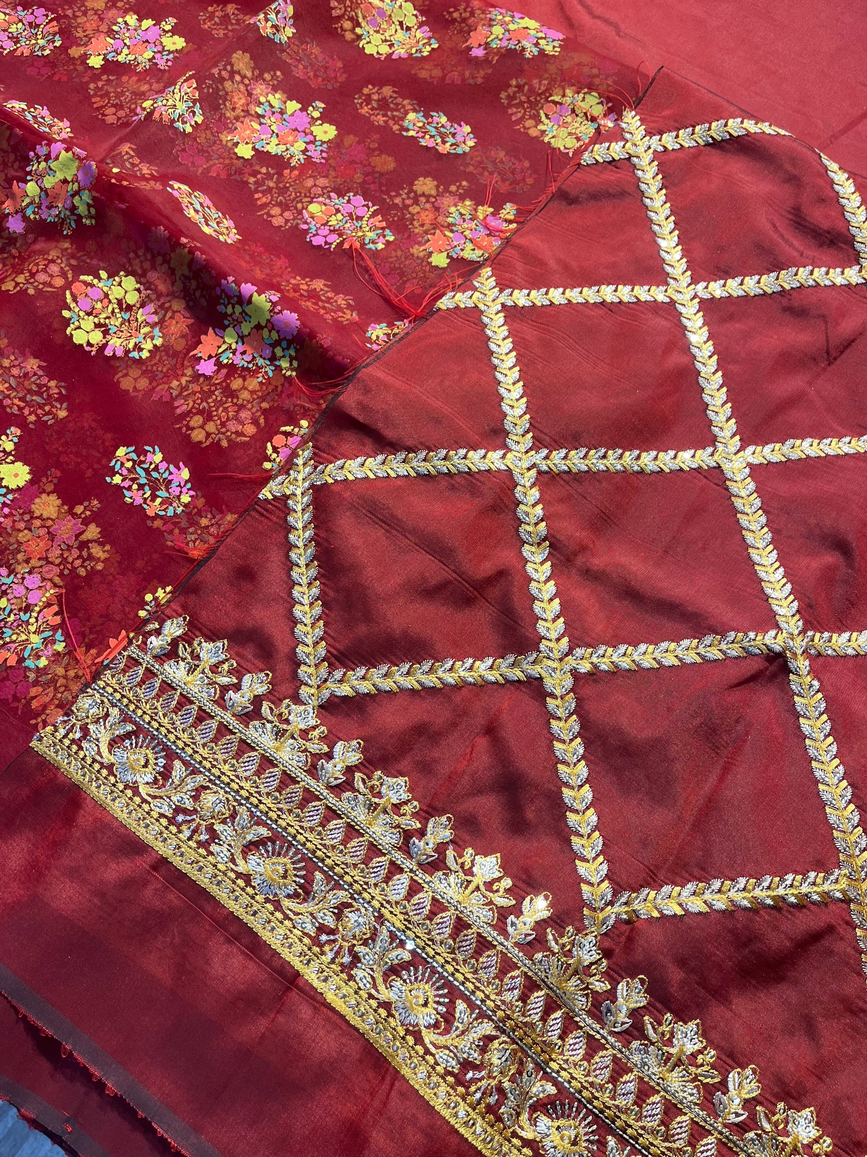 Merlot pakistani fashion outfit in burgundy, gold, pink, maroon…