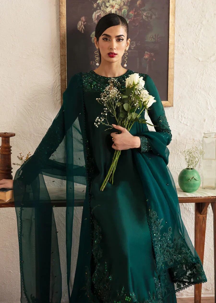 NEVA pakistani fashion outfit in green tones.