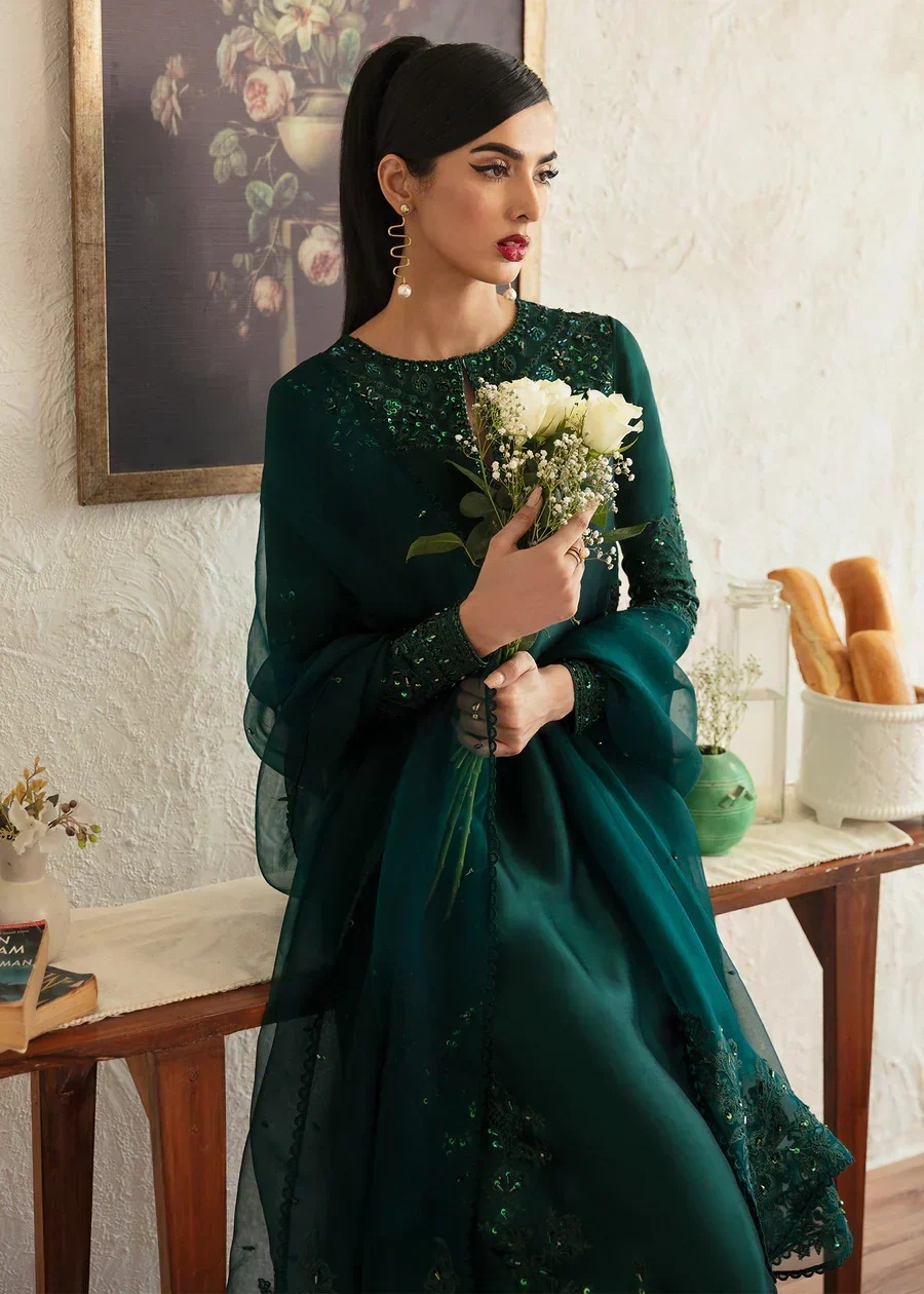 NEVA pakistani fashion outfit in green tones.