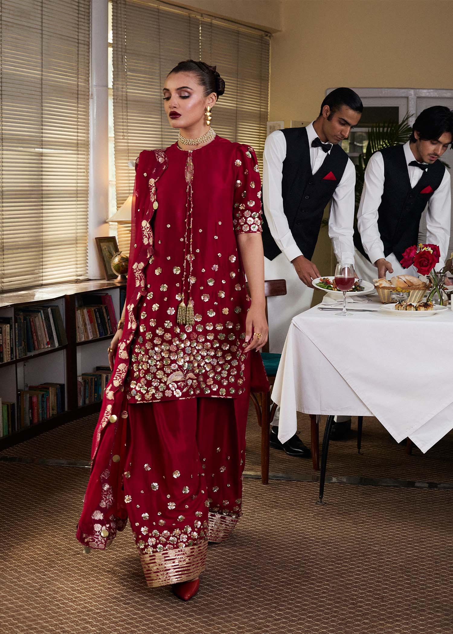 Rasp pakistani fashion outfit with coordinated formal styling.