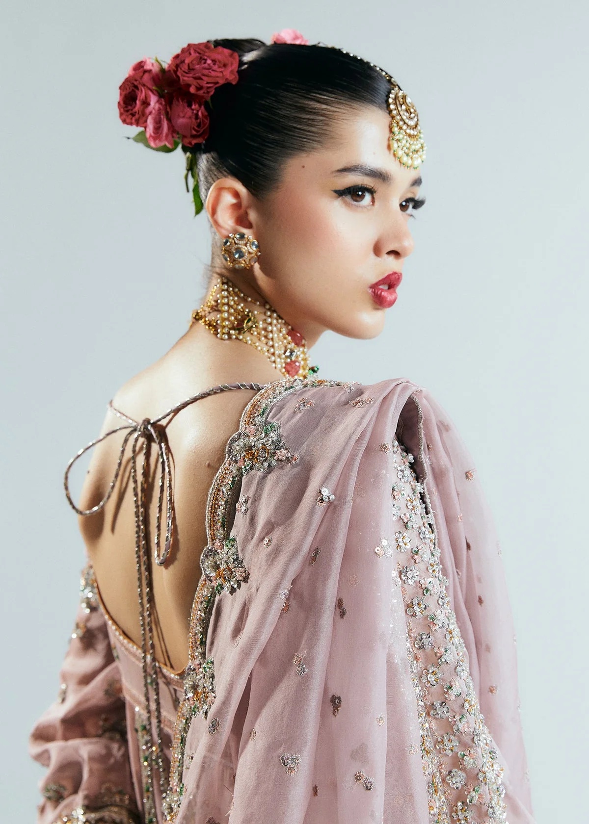 Rosabelle Pakistani fashion outfit in pink, lilac tones.