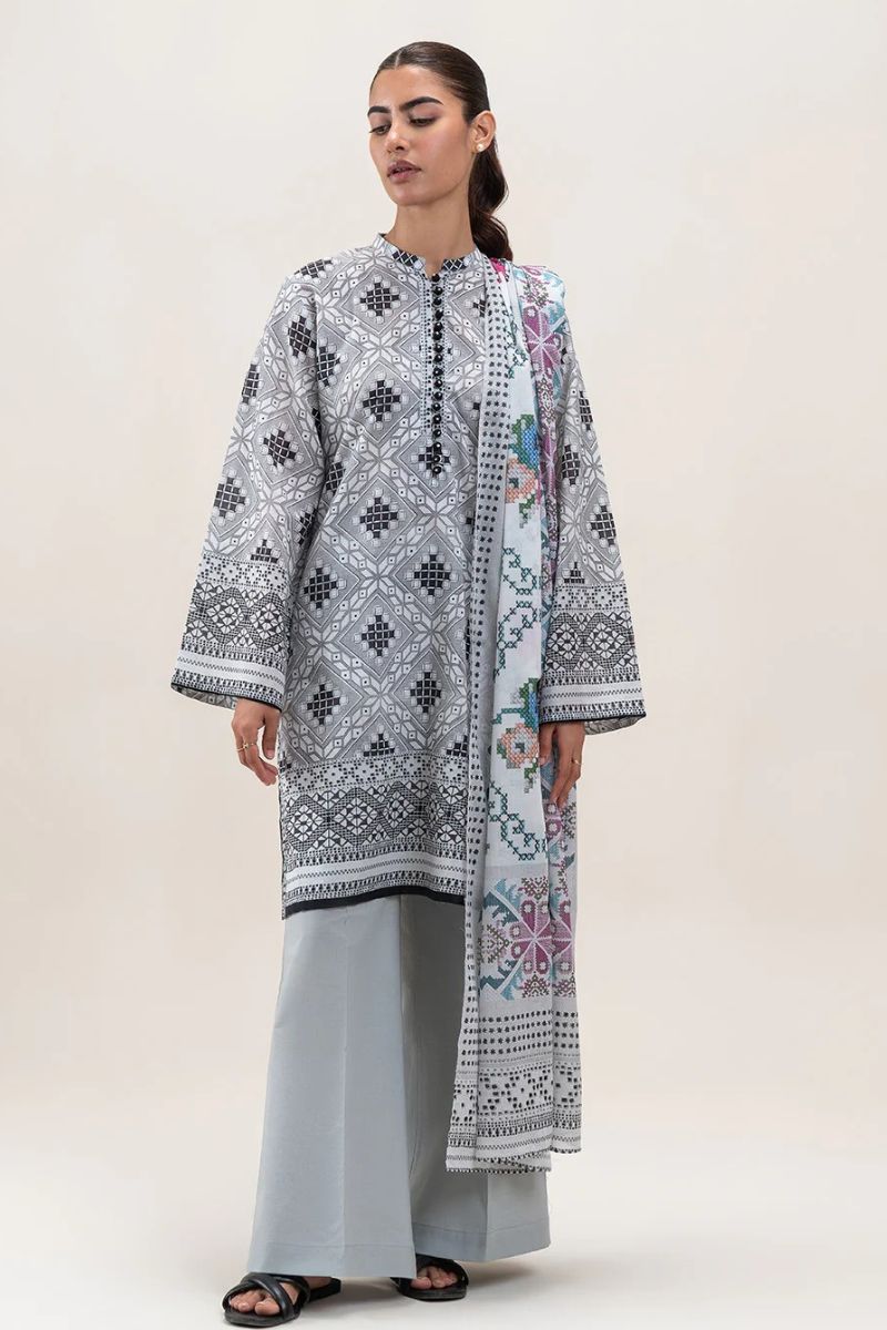Beechtree Original - 3 Piece Print Lawn Suit-royal Garden (Stitched)