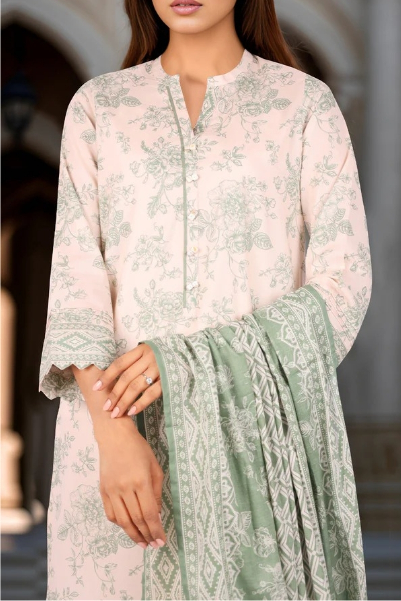 Saya Original - 3 Pcs Printed Lawn Suit with Lace and Hand Work…