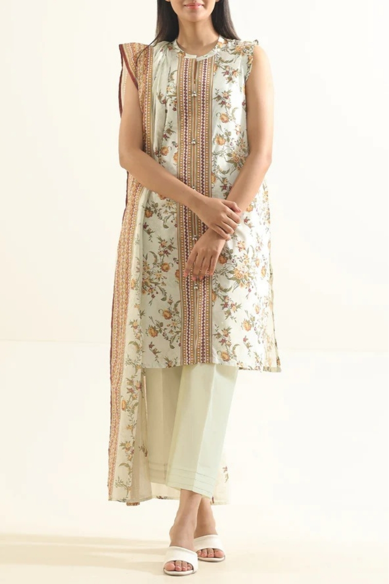 Saya Original - 3 Pcs Printed Lawn Suit with Lace and Hand Work…