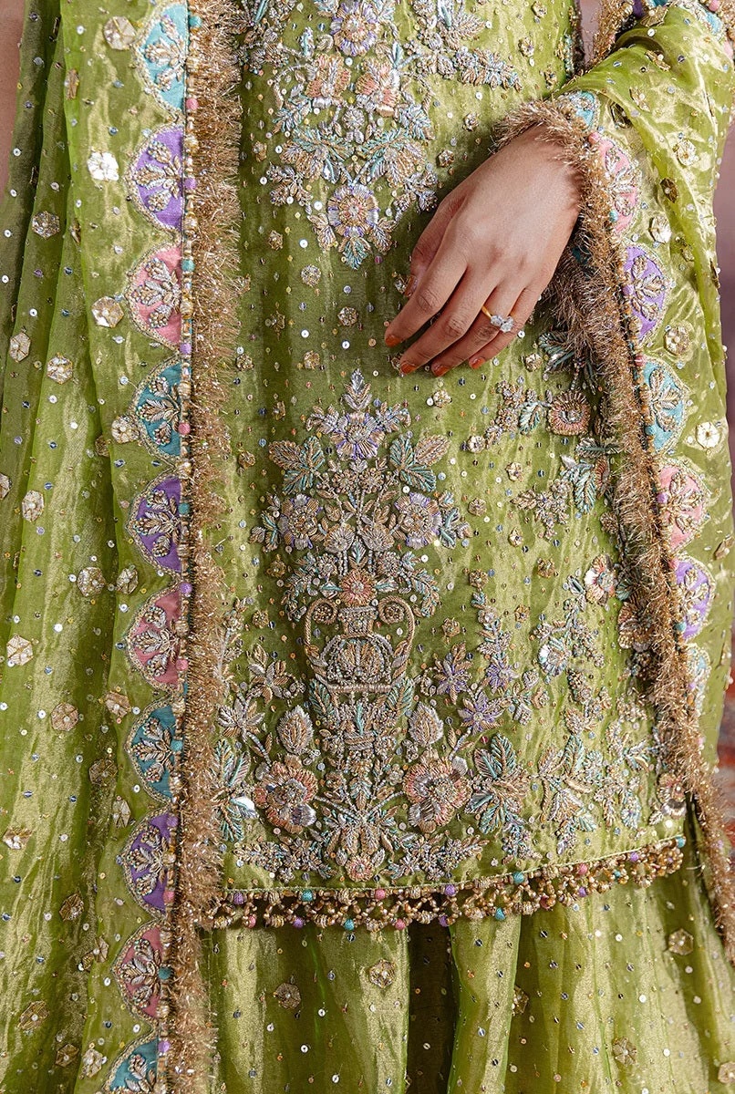 Shadan pakistani fashion outfit with coordinated formal styling.