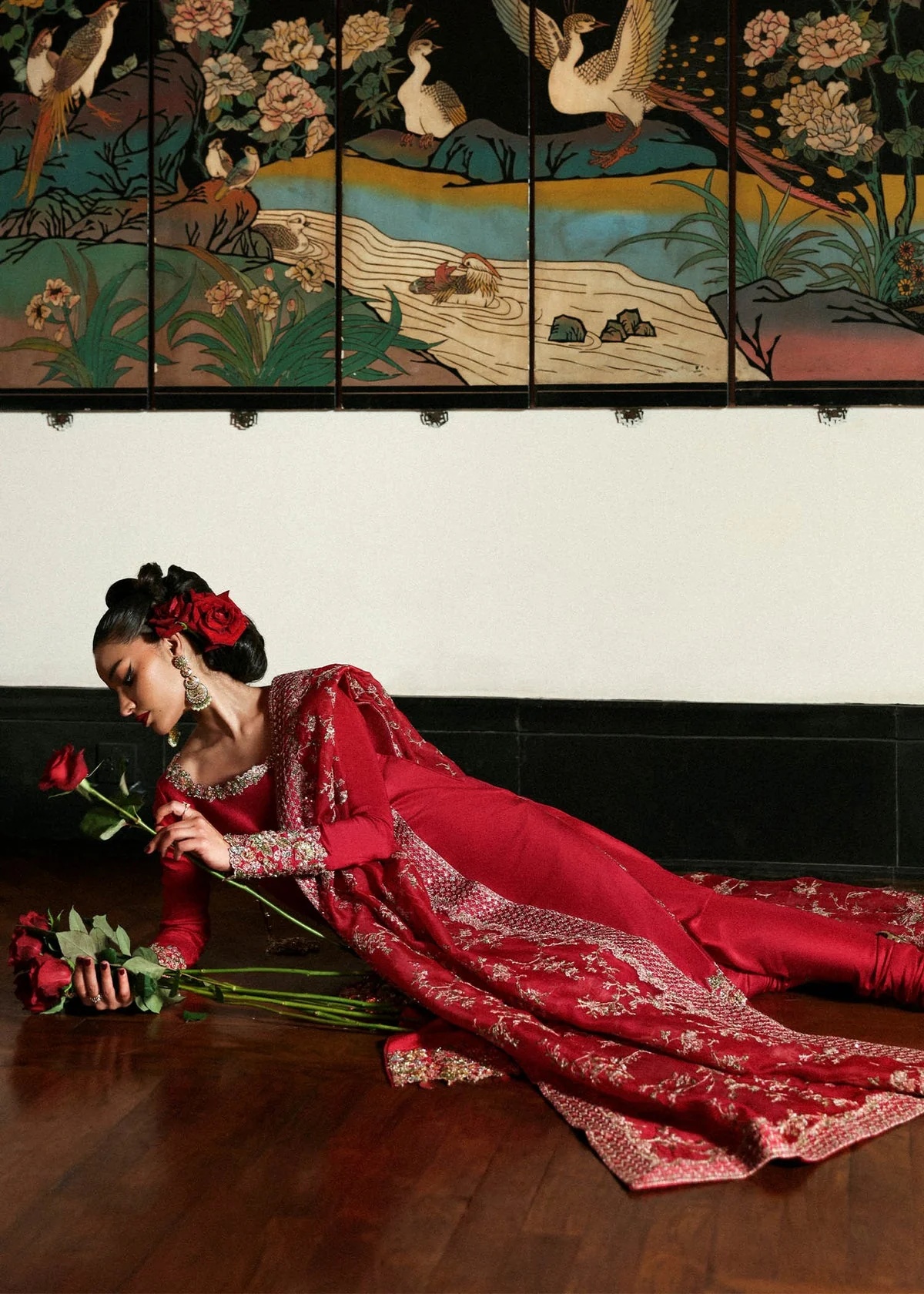 Zephira Pakistani fashion outfit in red tones.